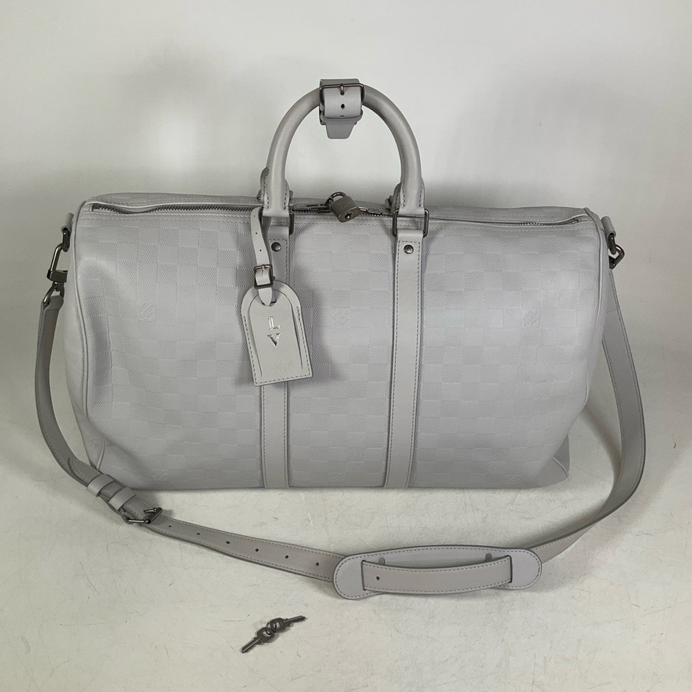 Louis Vuitton Damier Infini Keepall Bandouliere 45 Weekend Bag Gray